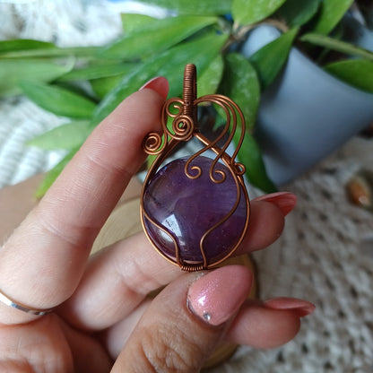 Handmade Wire Pendant with Amethyst