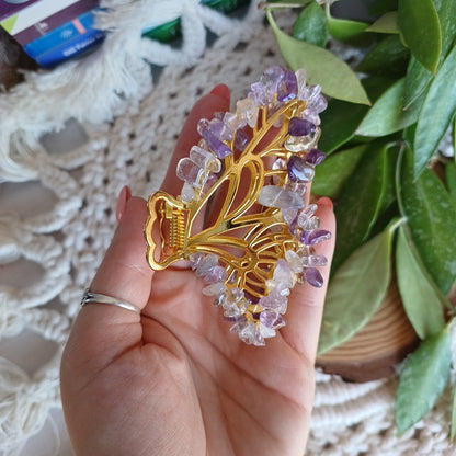 Butterfly Hair Clip with Amethyst