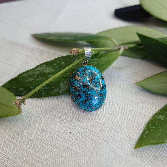 Silver pendant with Afghan Turquoise