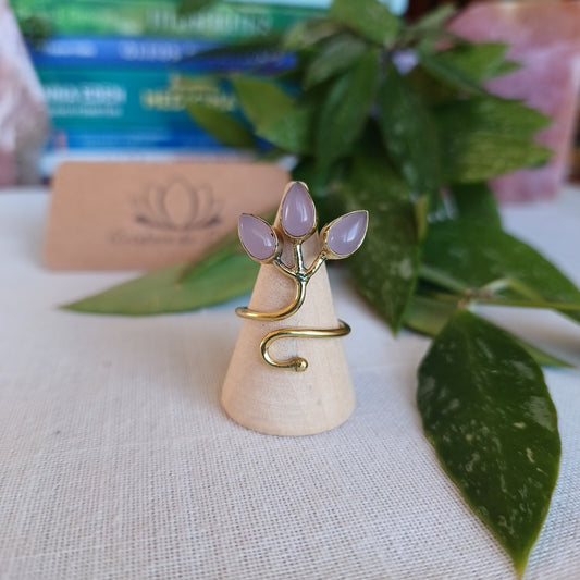 Adjustable bronze ring with Rose Quartz