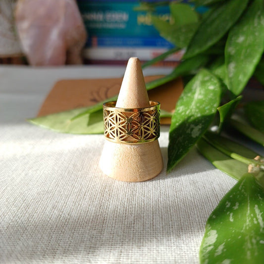 Flower of Life bronze adjustable ring