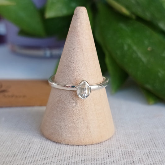 Adaptable Silver Ring with Herkimer Diamond Quartz