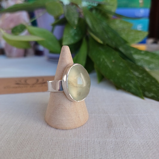 Adaptable Silver Ring with Prehenite 