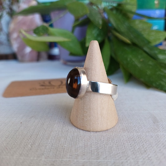 Adaptable Silver Ring with Smoky Quartz