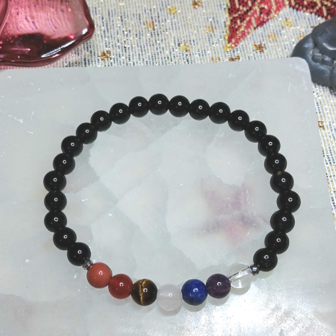 Pulseira de Ónix e 7 Chakras