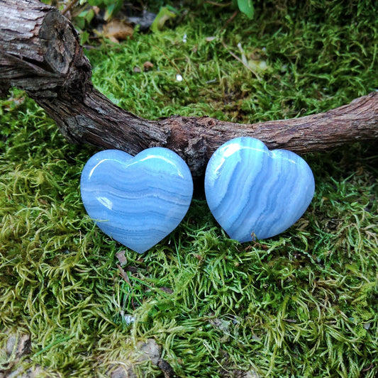 Coração Ágata Azul Rendada