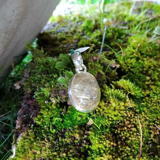 Silver Pendant with Rutilated Quartz