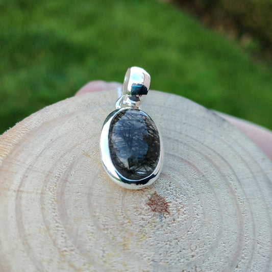 Silver Pendant with Tourmaline Quartz