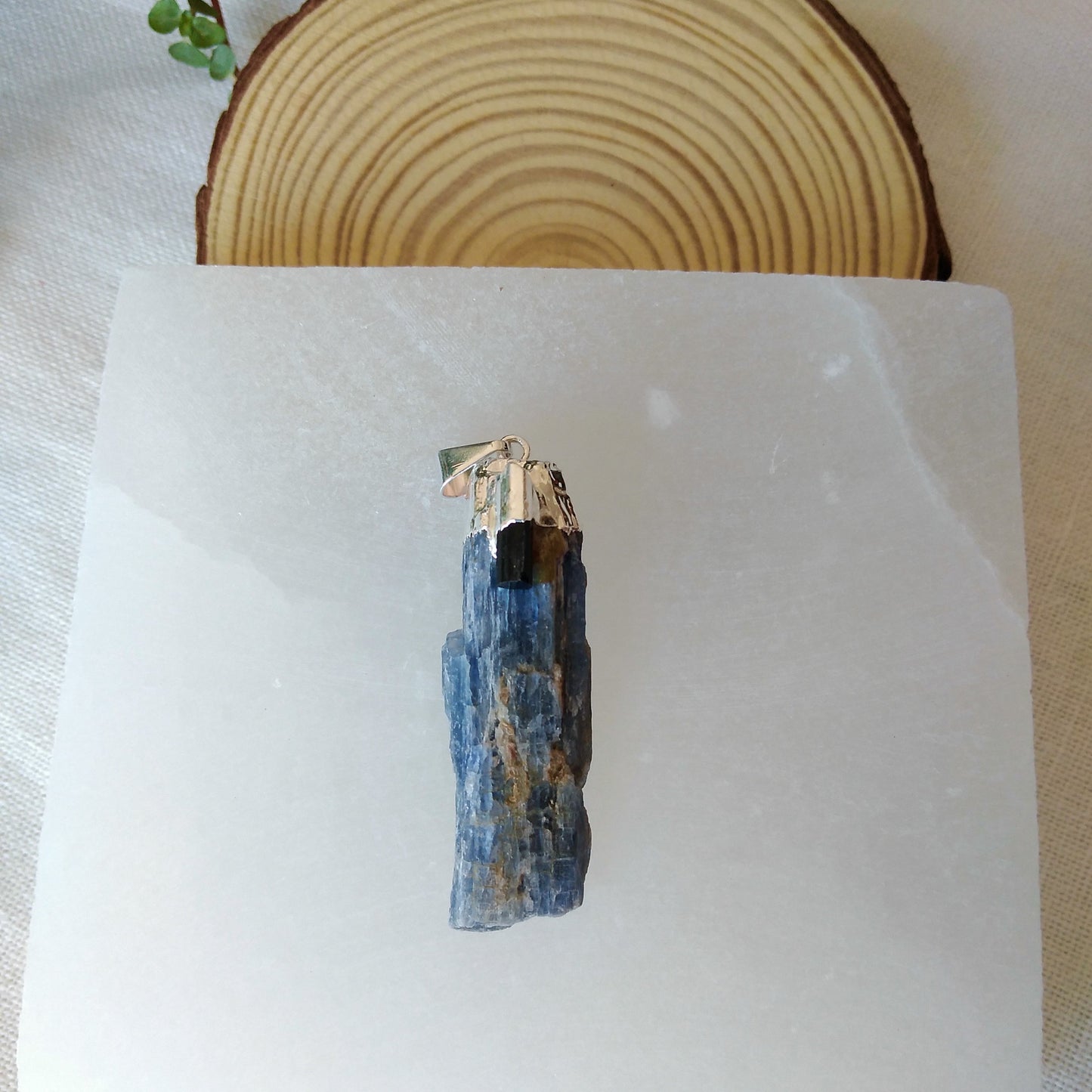 Blue Kyanite Pendant with Black Tourmaline