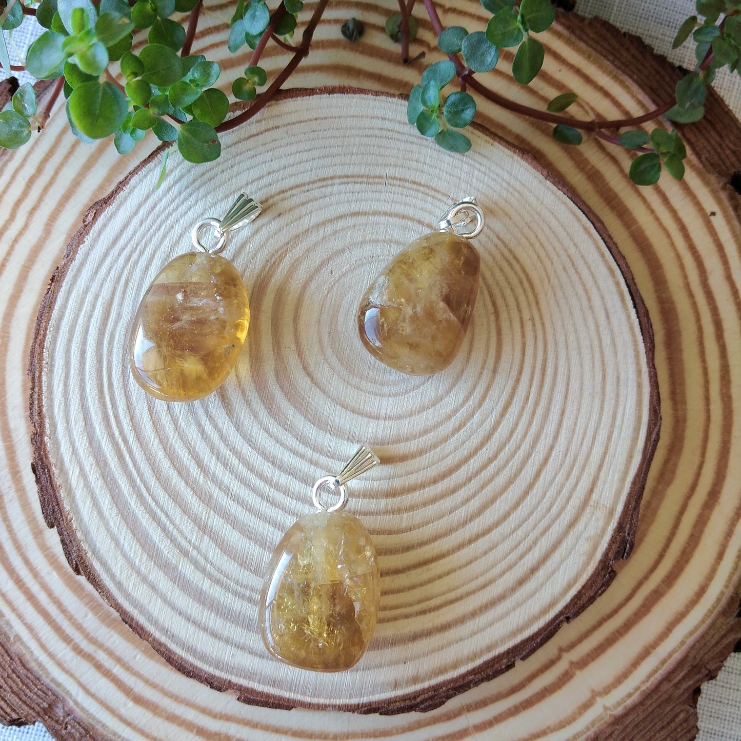 Honey Calcite Silver Pendant